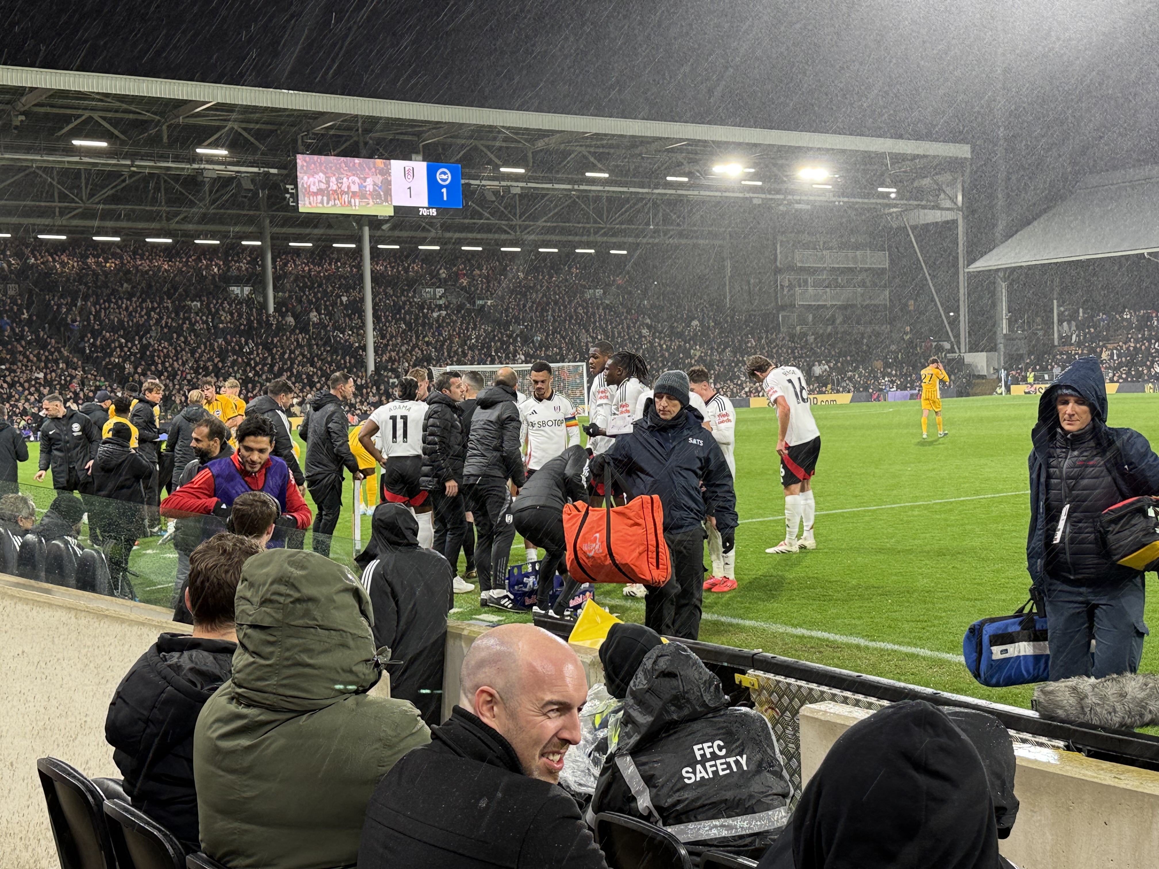 Fulham players heading in at the final whistle